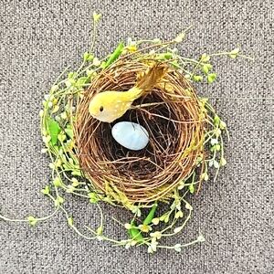 Decorative Bird Nest with Egg and Yellow Bird